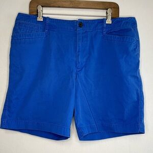 Ralph Lauren Women's Classic Blue Flat Front 100% Cotton Shorts Size 16